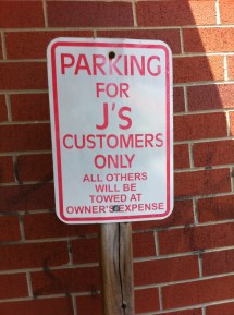 Parking For J's Customers Only